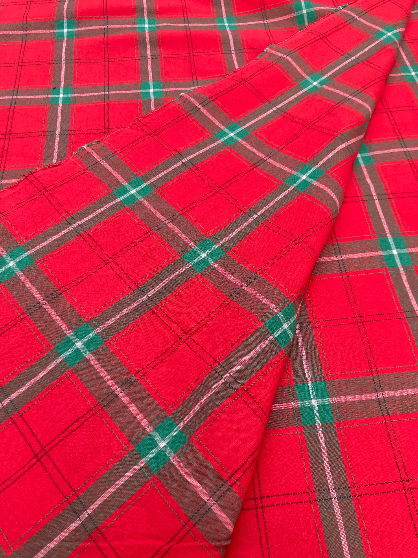 Cotton Christmas Plaid Handmade Fabric