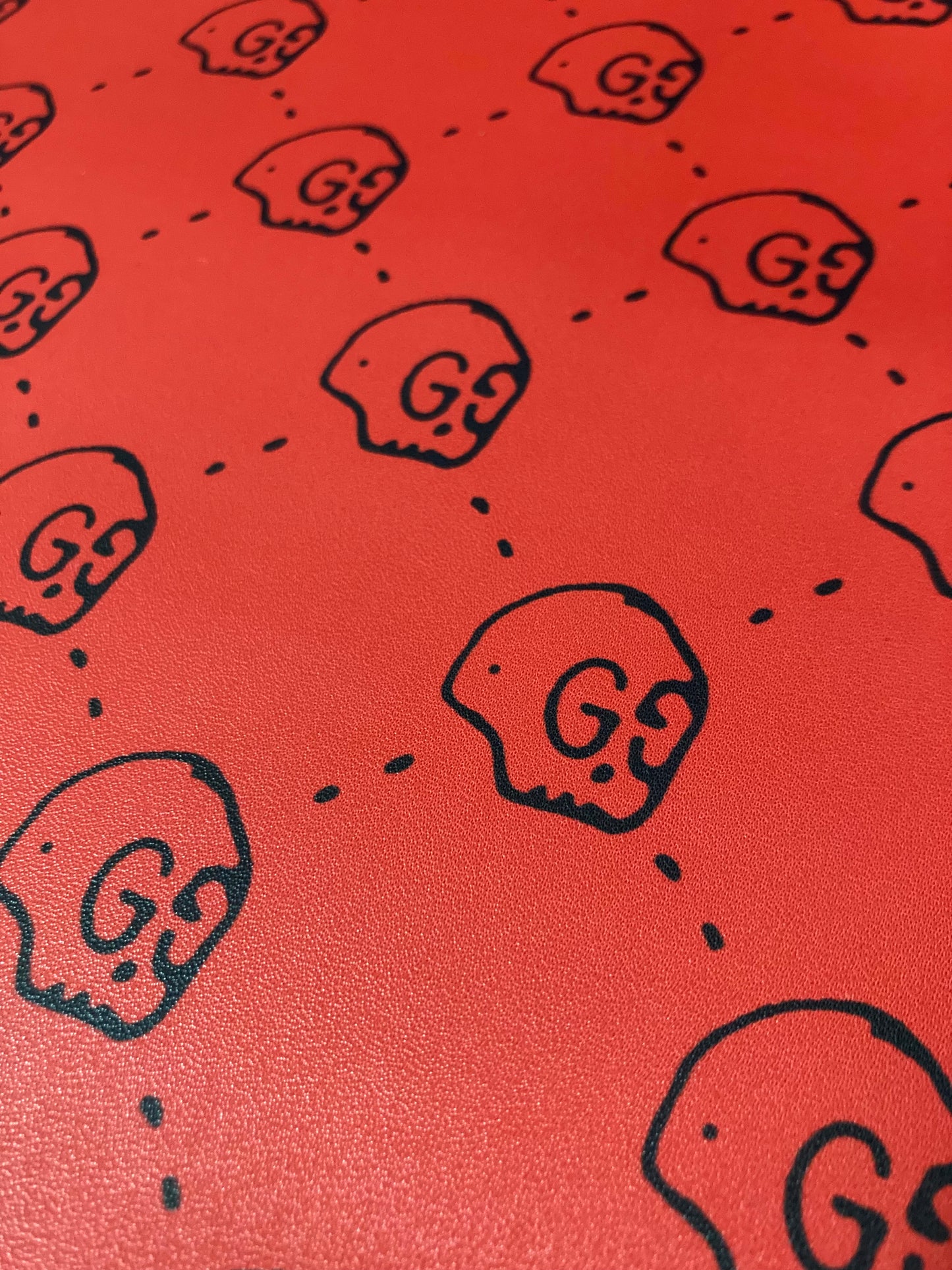 Custom Red Skull Gucci GG Leather for Handmade Upholstery