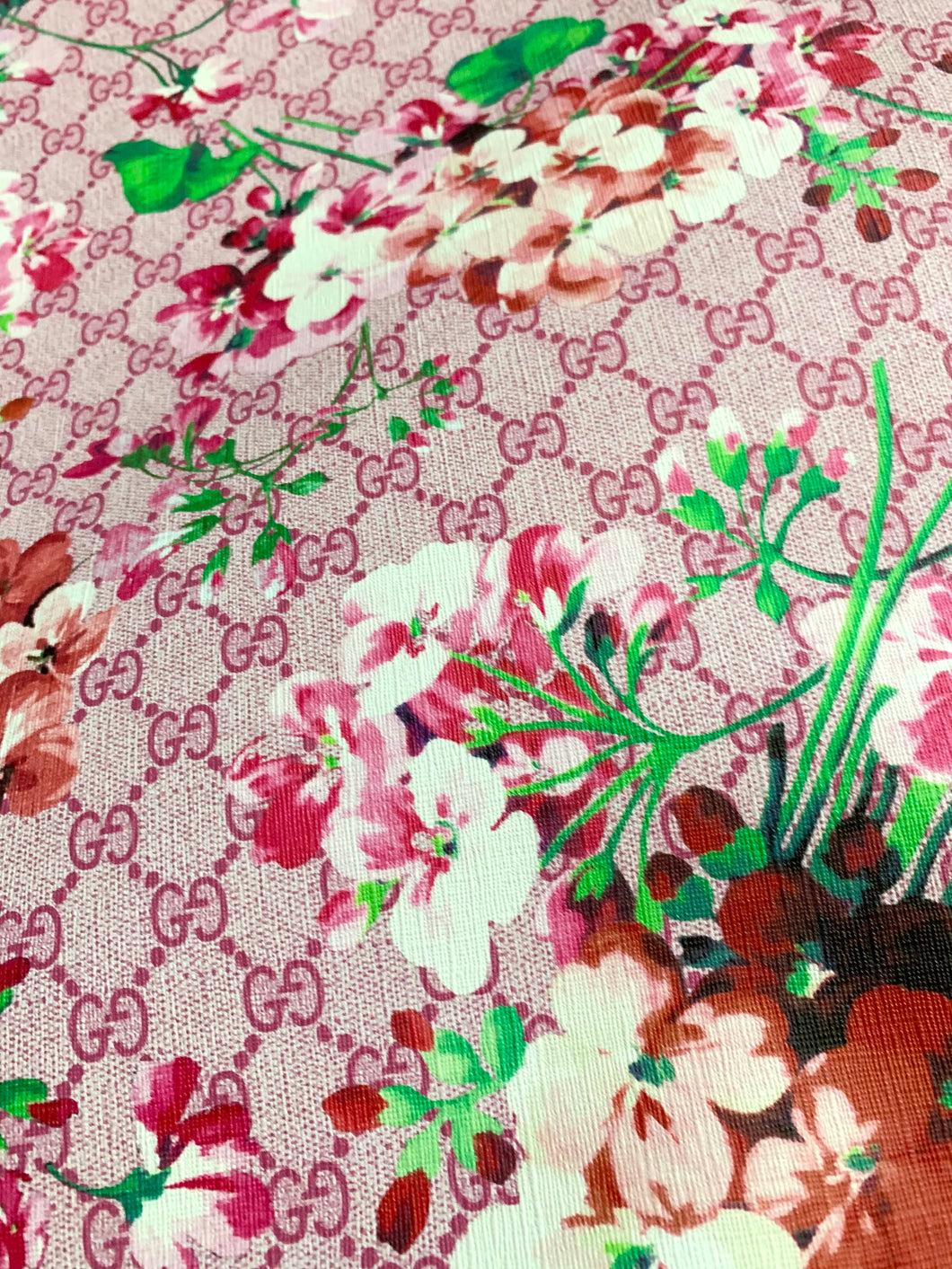 Pink Flower Blooming Gucci Inspired Fabric Material for Custom