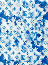 Load image into Gallery viewer, Vivid Blue Watercolor LV Leather Fabric For Handmade Crafting Bag