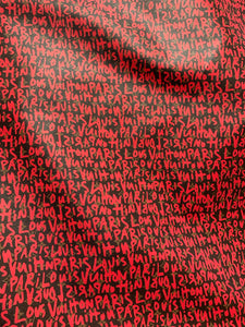 Red LV Graffiti Letter Leather for Shoe Custom Craft