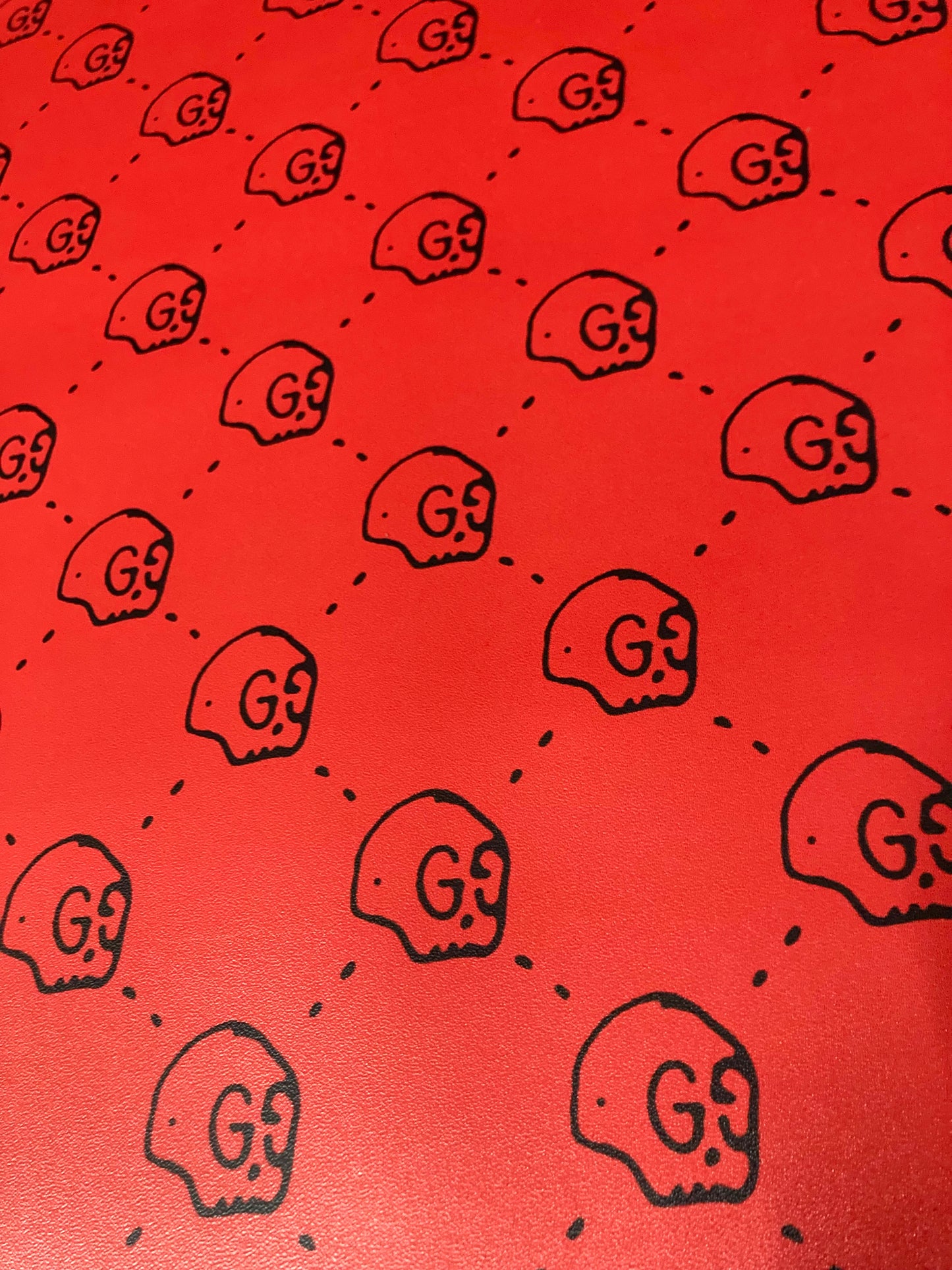 Custom Red Skull Gucci GG Leather for Handmade Upholstery