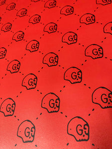 Custom Red Skull Gucci GG Leather for Handmade Upholstery