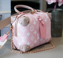 Load image into Gallery viewer, Bright Light Pink LV Faux Leather Fabric for Custom Bag