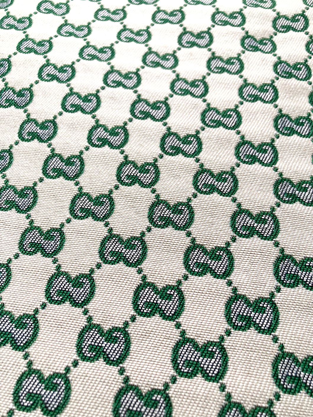 Sewing Soft White Green GG Gucci Fabric for Custom Designer