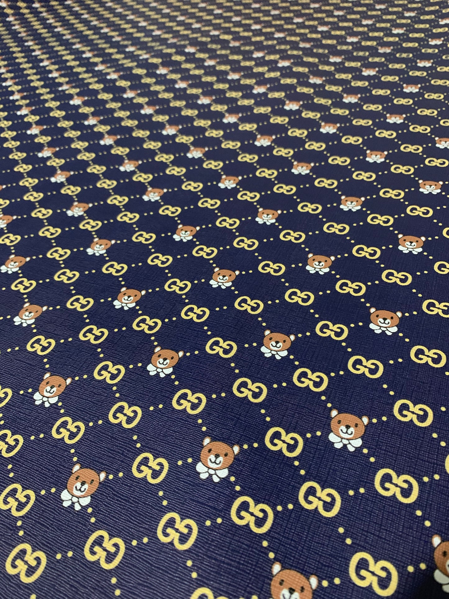 Leather Fabric Navy Bear GG Custom Vinyl for Sneaker Bag