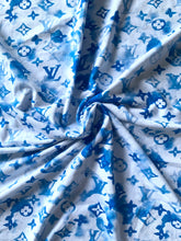 Load image into Gallery viewer, Stretchy Blue Watercolor LV Cotton Fabric for T-Shirt