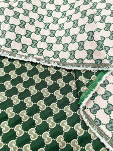 Sewing Soft White Green GG Gucci Fabric for Custom Designer
