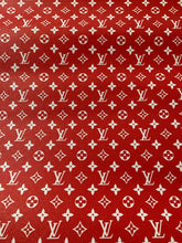 Load image into Gallery viewer, Red LV Classic Designer Inspired Leather Fabric for Custom