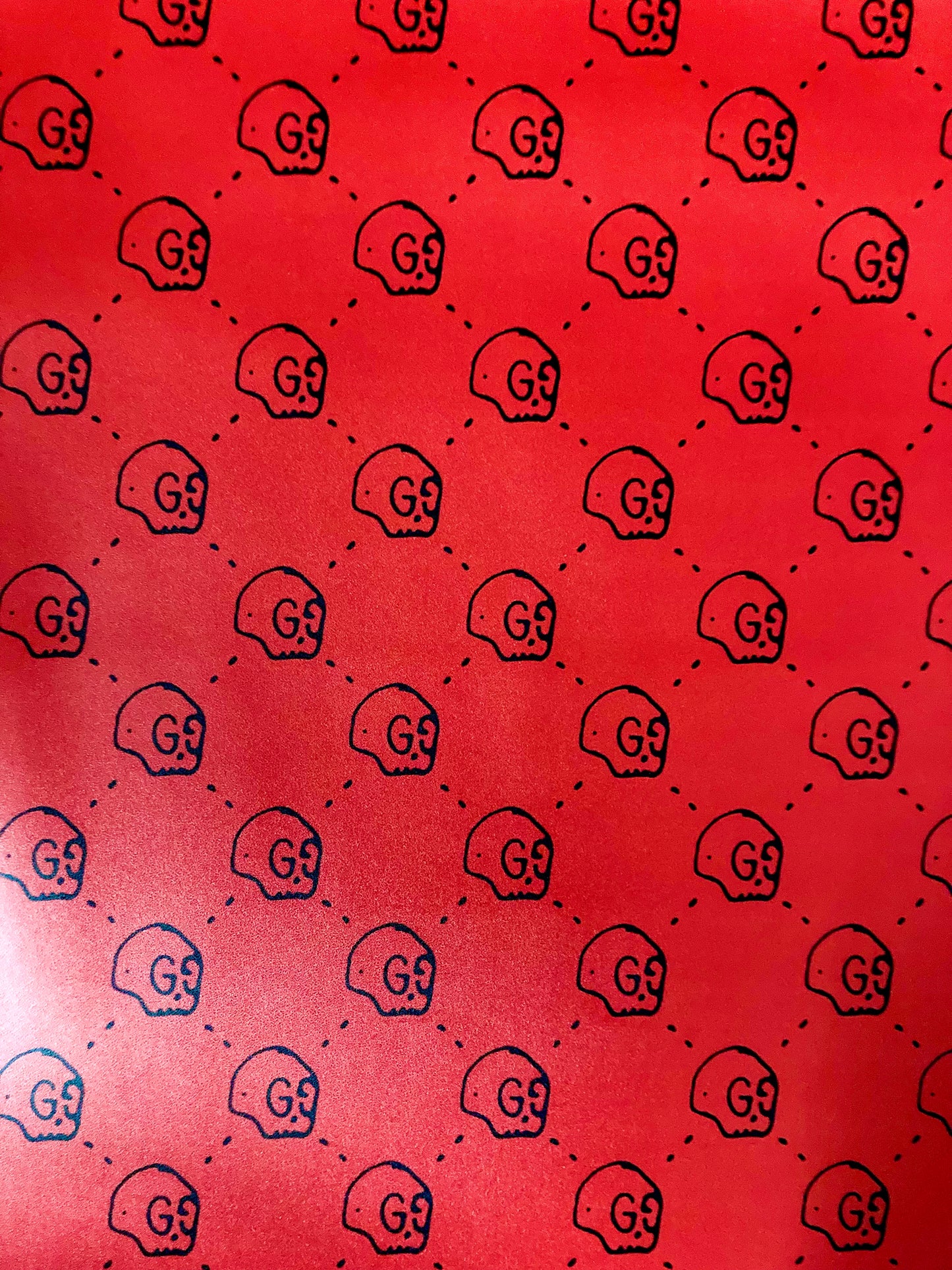 Custom Red Skull Gucci GG Leather for Handmade Upholstery